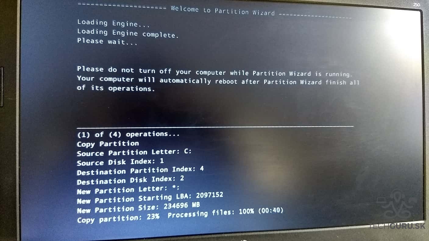 Výmena HDD za SSD partition wizard