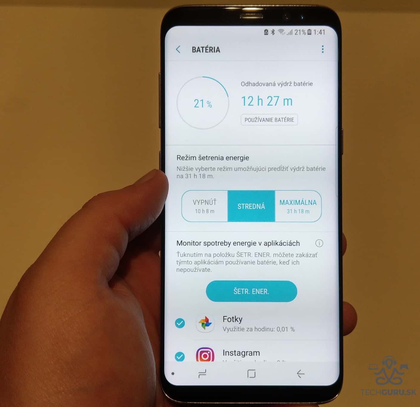 Samsung Galaxy S8 šetrenie batérie