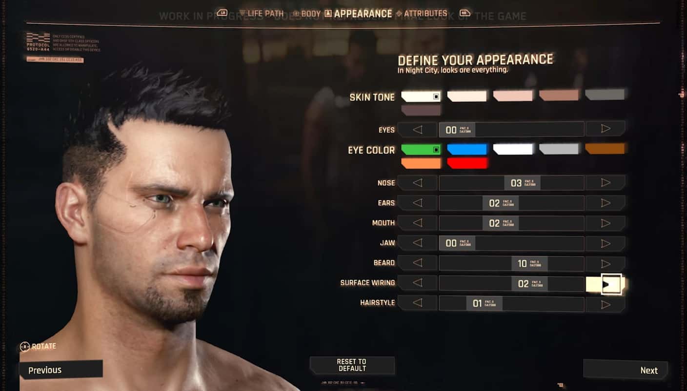 Cyberpunk 2077: Úprava vzhľadu