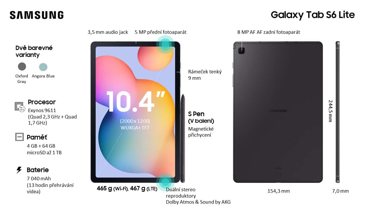 Galaxy Tab S6 Lite parametre