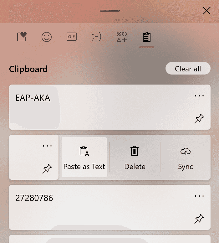 Windows 10 Sun Valley Clipboard