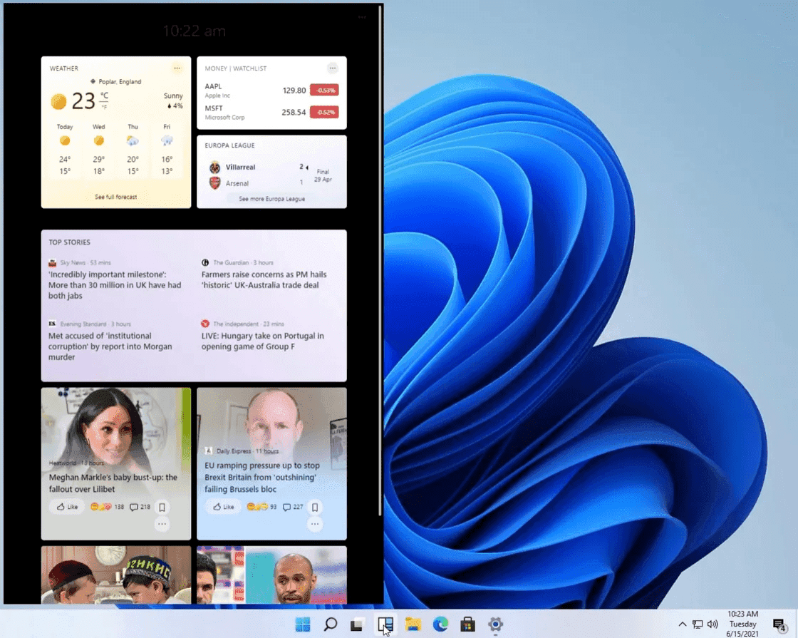 windows 11 widgety